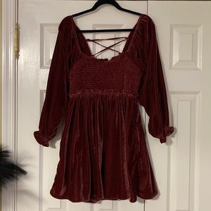 Free people burgundy velour dress